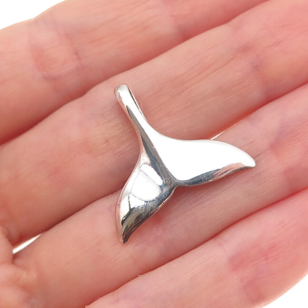 925 Sterling Silver Vintage Whale Tale Charm Pendant